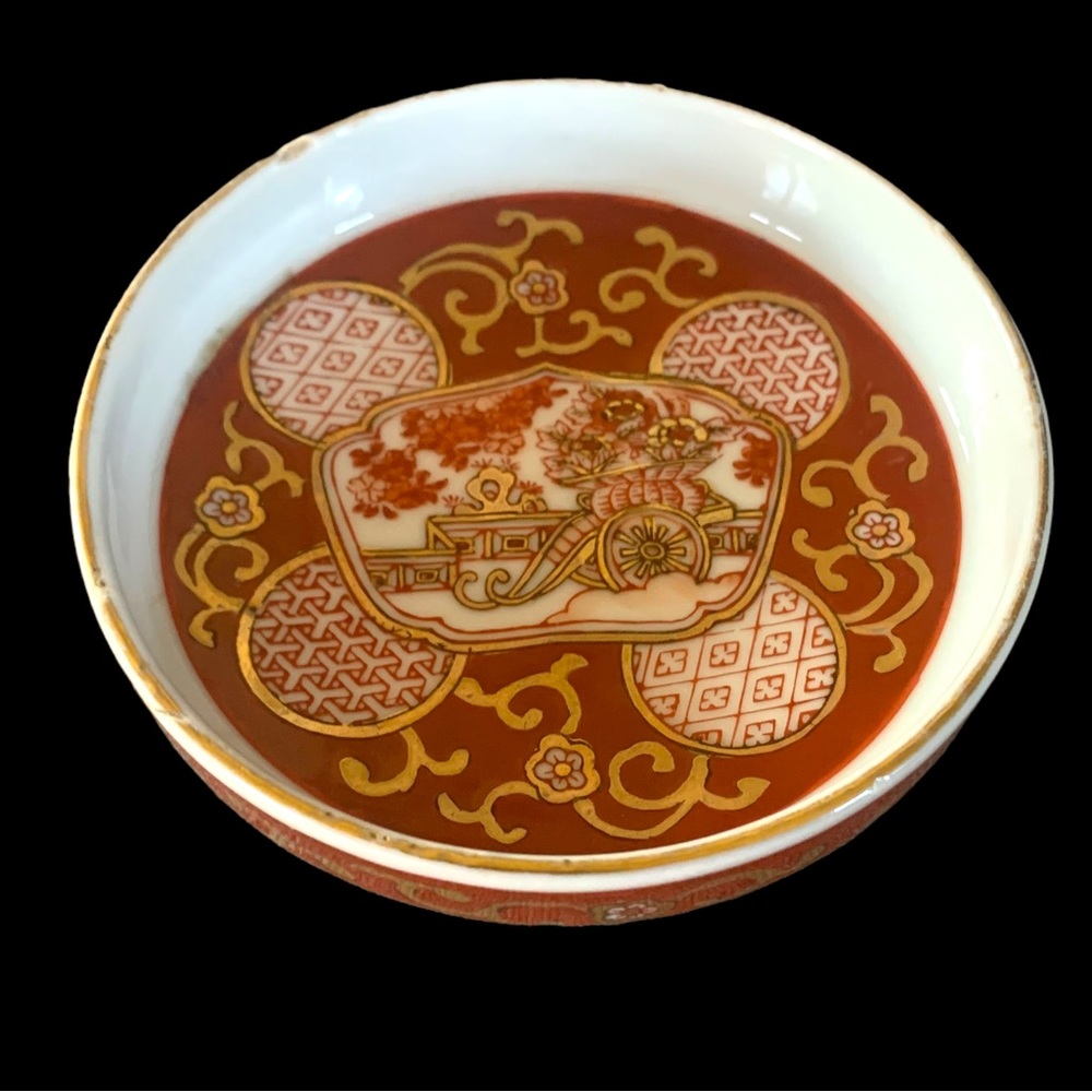 Vintage Signed Gold Imari Hand Painted Japanese Trinket Dish Plate